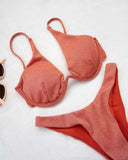 Σετ lurex bikini με μπανέλα - Ροδί - thefashionproject.gr - The Fashion Project