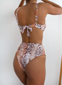 Σετ μπικίνι corset με animnal print - Καφέ - thefashionproject.gr - The Fashion Project