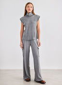 Σετ παντελόνι cargo με αμάνικο ζιβάγκο - Γκρι - thefashionproject.gr - The Fashion Project