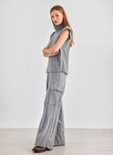 Σετ παντελόνι cargo με αμάνικο ζιβάγκο - Γκρι - thefashionproject.gr - The Fashion Project