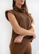 Σετ παντελόνι cargo με αμάνικο ζιβάγκο - Καφέ - thefashionproject.gr - The Fashion Project