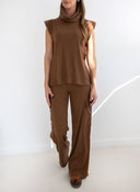 Σετ παντελόνι cargo με αμάνικο ζιβάγκο - Καφέ - thefashionproject.gr - The Fashion Project