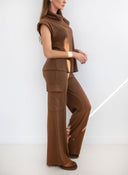 Σετ παντελόνι cargo με αμάνικο ζιβάγκο - Καφέ - thefashionproject.gr - The Fashion Project