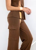 Σετ παντελόνι cargo με αμάνικο ζιβάγκο - Καφέ - thefashionproject.gr - The Fashion Project