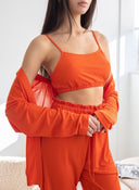 Σετ πιτζάμες από ριμπ ύφασμα - Πορτοκαλί - thefashionproject.gr - The Fashion Project