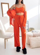 Σετ πιτζάμες από ριμπ ύφασμα - Πορτοκαλί - thefashionproject.gr - The Fashion Project