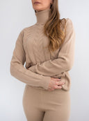 Σετ πουλόβερ με πλεκτό παντελόνι Jean Louis Francoise - Κάμελ - thefashionproject.gr - Jean Louis Francoise