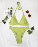 Σετ ψηλόμεσο ριπ bikini - Λαχανί - thefashionproject.gr - The Fashion Project