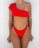Σετ ριπ bikini με ένα μανίκι - Κόκκινο - thefashionproject.gr - The Fashion Project