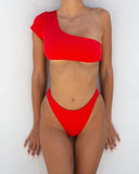Σετ ριπ bikini με ένα μανίκι - Κόκκινο - thefashionproject.gr - The Fashion Project