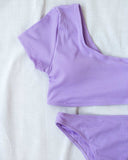 Σετ ριπ bikini με ένα μανίκι - Λιλά - thefashionproject.gr - The Fashion Project