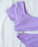 Σετ ριπ bikini με ένα μανίκι - Λιλά - thefashionproject.gr - The Fashion Project