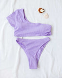 Σετ ριπ bikini με ένα μανίκι - Λιλά - thefashionproject.gr - The Fashion Project