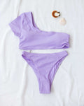 Σετ ριπ bikini με ένα μανίκι - Λιλά - thefashionproject.gr - The Fashion Project