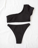 Σετ ριπ bikini με ένα μανίκι - Μαύρο - thefashionproject.gr - The Fashion Project