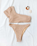 Σετ ριπ bikini με ένα μανίκι - Μπεζ - thefashionproject.gr - The Fashion Project