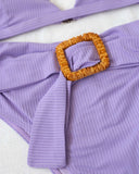 Σετ ριπ μπικίνι με ζώνη - Λιλά - thefashionproject.gr - The Fashion Project