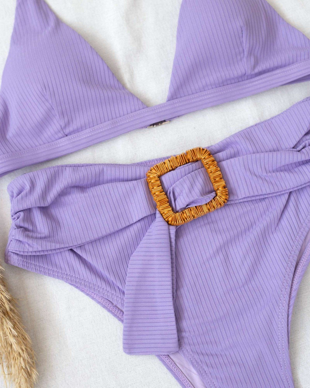 Σετ ριπ μπικίνι με ζώνη - Λιλά - thefashionproject.gr - The Fashion Project