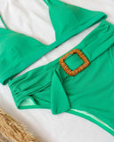 Σετ ριπ μπικίνι με ζώνη - Πράσινο - thefashionproject.gr - The Fashion Project