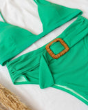Σετ ριπ μπικίνι με ζώνη - Πράσινο - thefashionproject.gr - The Fashion Project