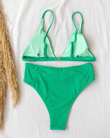 Σετ ριπ μπικίνι με ζώνη - Πράσινο - thefashionproject.gr - The Fashion Project