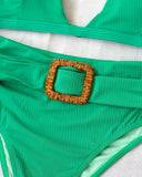 Σετ ριπ μπικίνι με ζώνη - Πράσινο - thefashionproject.gr - The Fashion Project