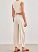 Σετ ρούχων λινό με boho γιλέκο - Μπεζ - thefashionproject.gr - BISOU