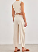 Σετ ρούχων λινό με boho γιλέκο - Μπεζ - thefashionproject.gr - BISOU
