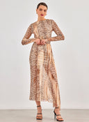 Σετ ρούχων με διαφάνεια - Μπεζ - thefashionproject.gr - LUMINA
