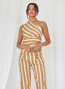 Σετ ρούχων με φαρδιές ρίγες - Μουσταρδί - thefashionproject.gr - The Fashion Project
