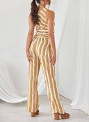 Σετ ρούχων με φαρδιές ρίγες - Μουσταρδί - thefashionproject.gr - The Fashion Project