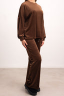 Σετ ρούχων velvet παντελόνι με μπλούζα - Καφέ - thefashionproject.gr - FN - FASHION