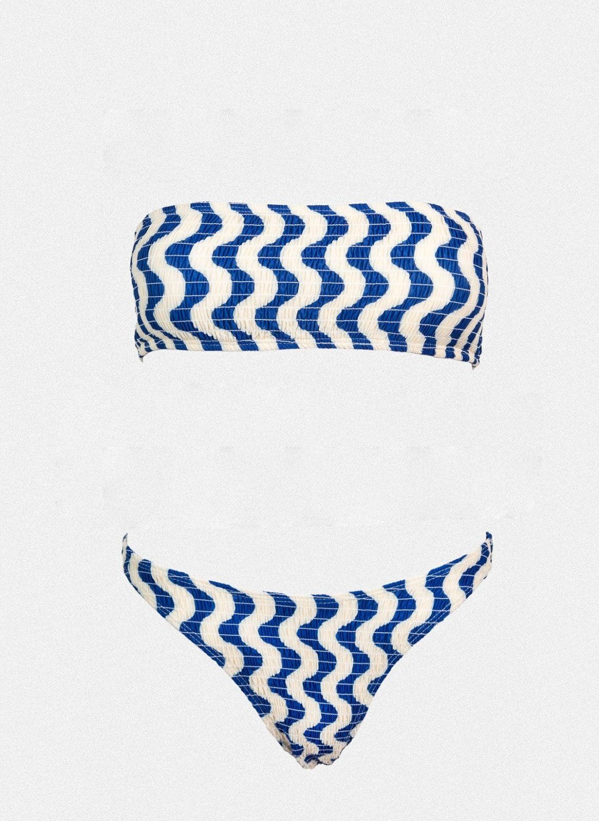 Σετ ruched μπικίνι με διχρωμία - Μπλε - thefashionproject.gr - Modern ocean