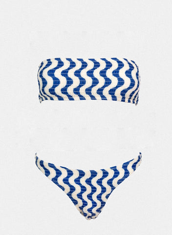 Σετ ruched μπικίνι με διχρωμία - Μπλε - thefashionproject.gr - Modern ocean
