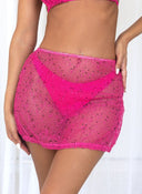 Σετ three pieces μπικίνι με παρεό δίχτυ - Φούξια - thefashionproject.gr - Modern ocean
