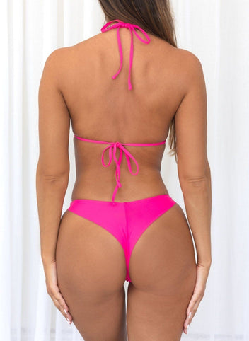 Σετ three pieces μπικίνι με παρεό δίχτυ - Φούξια - thefashionproject.gr - Modern ocean