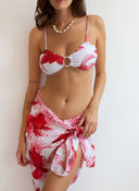 Σετ three pieces μπικίνι με σχέδιο φύλλα - Κόκκινο - thefashionproject.gr - The Fashion Project