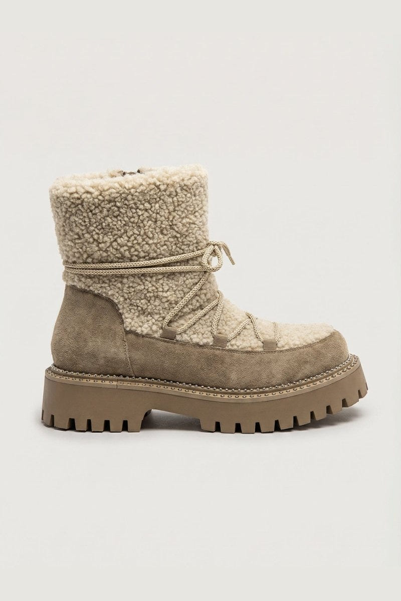 Shearling Lined Winter Boots - Taupe Suede - thefashionproject.gr - MARQUIIZ