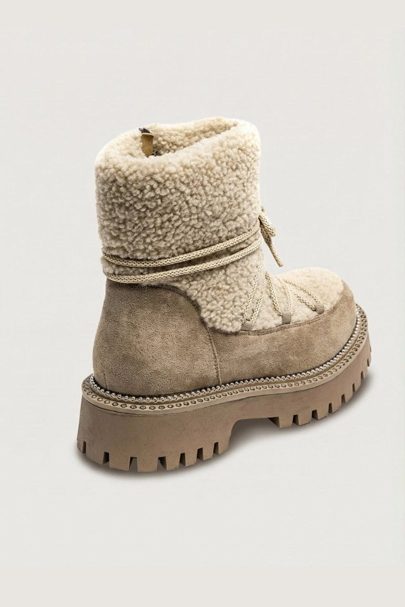 Shearling Lined Winter Boots - Taupe Suede - thefashionproject.gr - MARQUIIZ