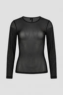 PIECES - Sheer Long Sleeve Top Fitted - Black