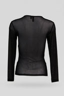 PIECES - Sheer Long Sleeve Top Fitted - Black