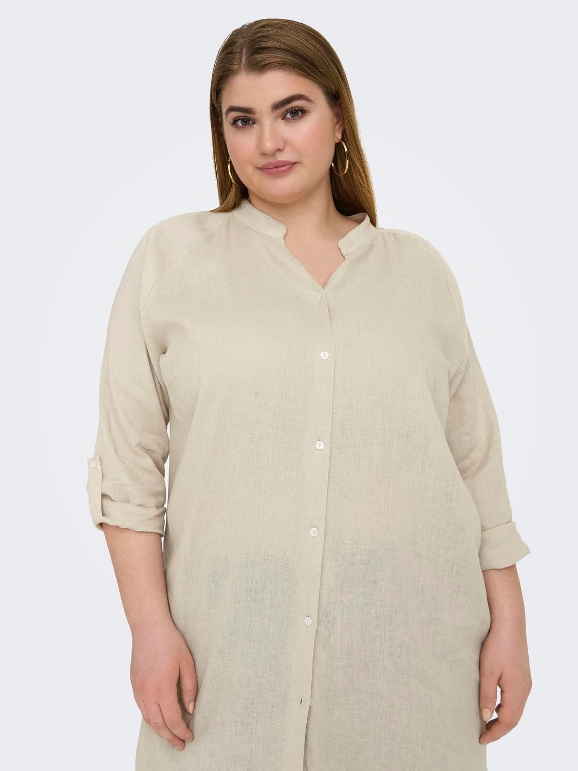 Shirt dress με λινό plus size CARMAKOMA 15323378 - Μπεζ - thefashionproject.gr - CARMAKOMA