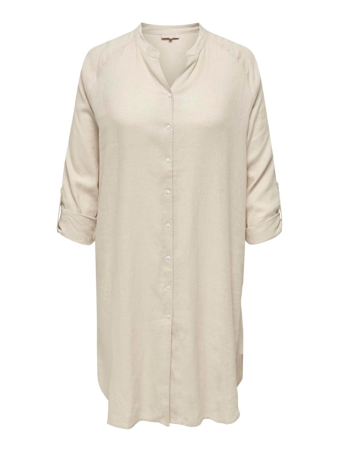 Shirt dress με λινό plus size CARMAKOMA 15323378 - Μπεζ - thefashionproject.gr - CARMAKOMA
