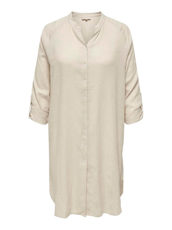 Shirt dress με λινό plus size CARMAKOMA 15323378 - Μπεζ - thefashionproject.gr - CARMAKOMA