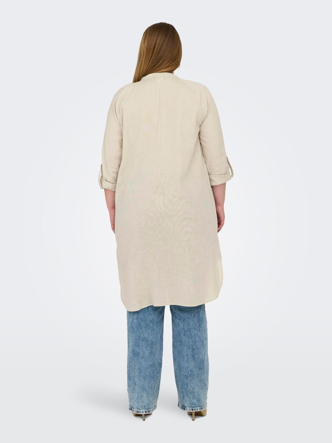 Shirt dress με λινό plus size CARMAKOMA 15323378 - Μπεζ - thefashionproject.gr - CARMAKOMA