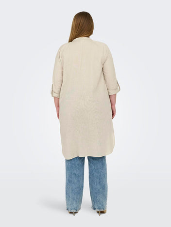 Shirt dress με λινό plus size CARMAKOMA 15323378 - Μπεζ - thefashionproject.gr - CARMAKOMA