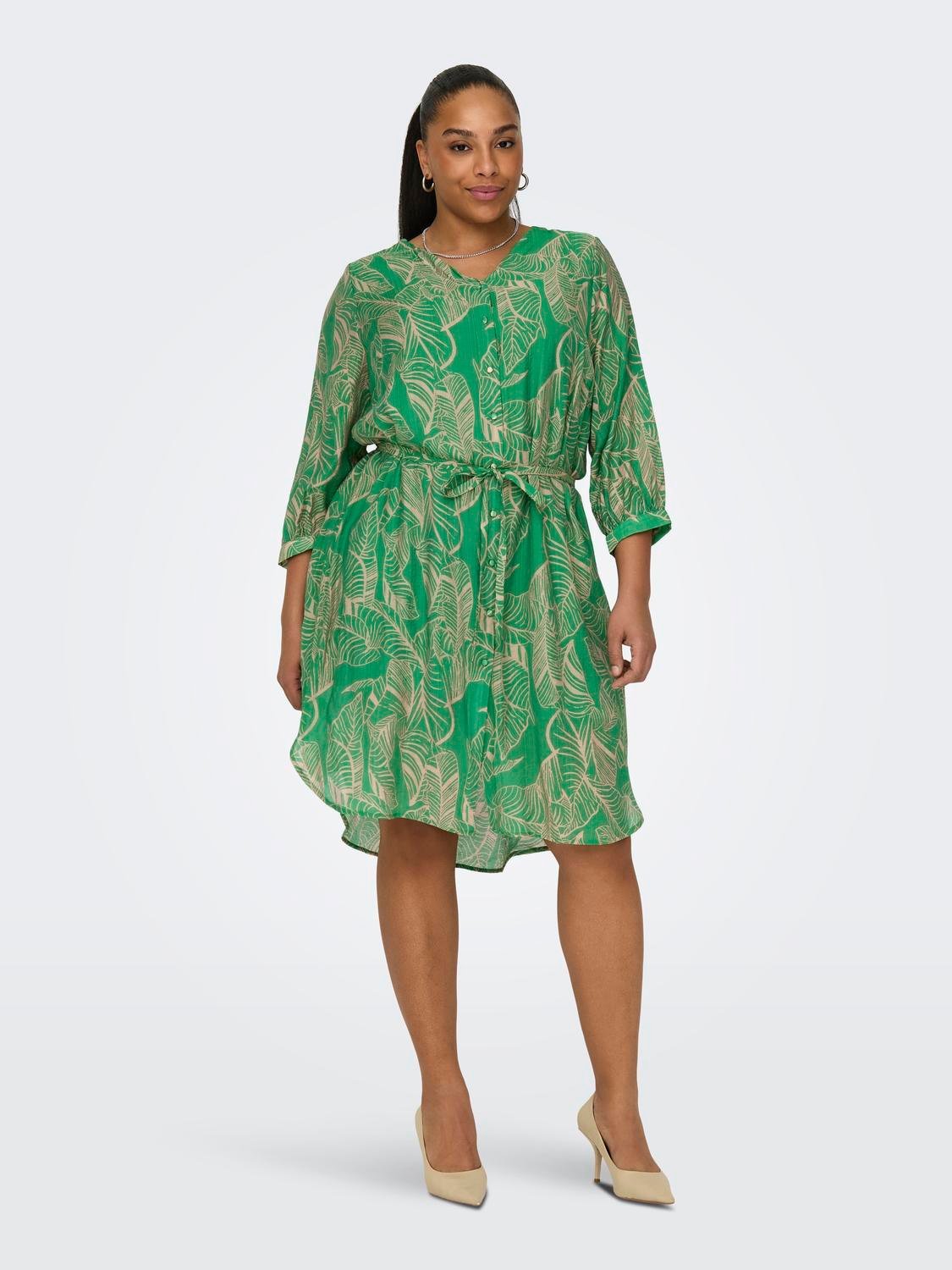 Shirt dress με σχέδιο φύλλα plus size Carmakoma 15322842 - Πράσινο - thefashionproject.gr - CARMAKOMA