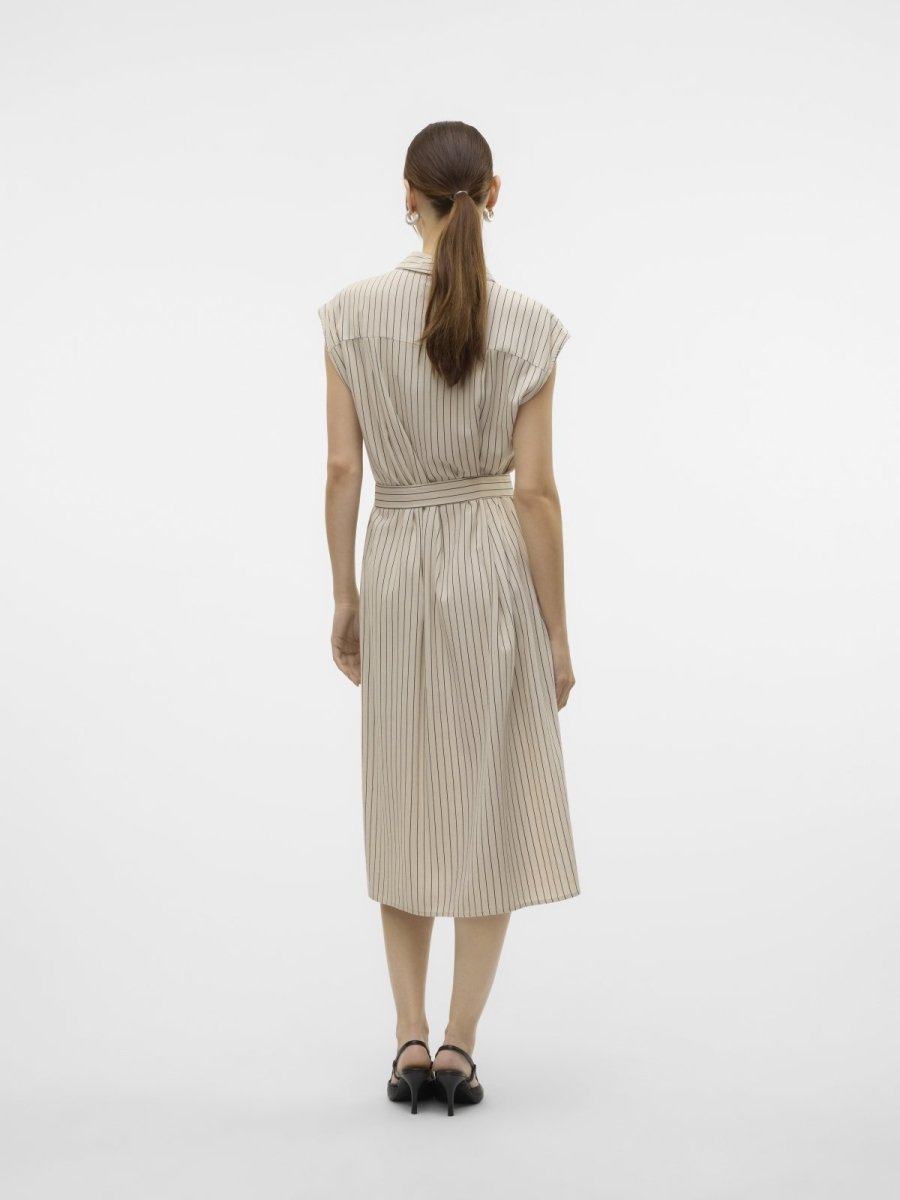 Sleeveless Striped Linen Shirt Dress - Beige/Black thefashionproject.gr Sleeveless Striped Linen Shirt Dress - Beige/Black thefashionproject.gr