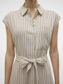 Shirt dress ριγέ αμάνικο με λινό Vero Moda 10282532 - Μπεζ/Μαύρο - thefashionproject.gr - VERO MODA
