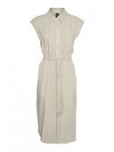 Shirt dress ριγέ αμάνικο με λινό Vero Moda 10282532 - Μπεζ/Μαύρο - thefashionproject.gr - VERO MODA